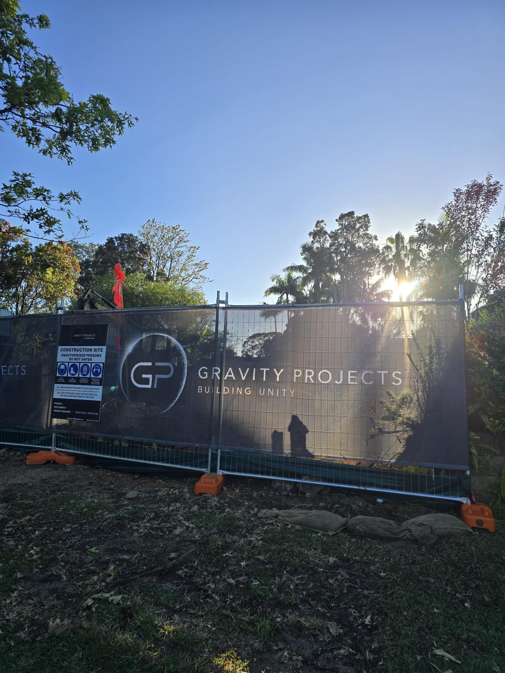 Gravity Projects branded site fencing and construction signage